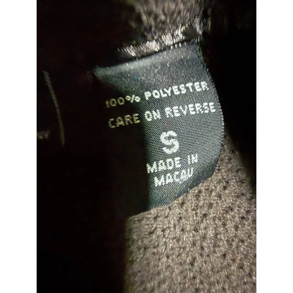NY Jeans Fleece Jacket Womens Small Brown Good Full Zip Mock Neck Pockets